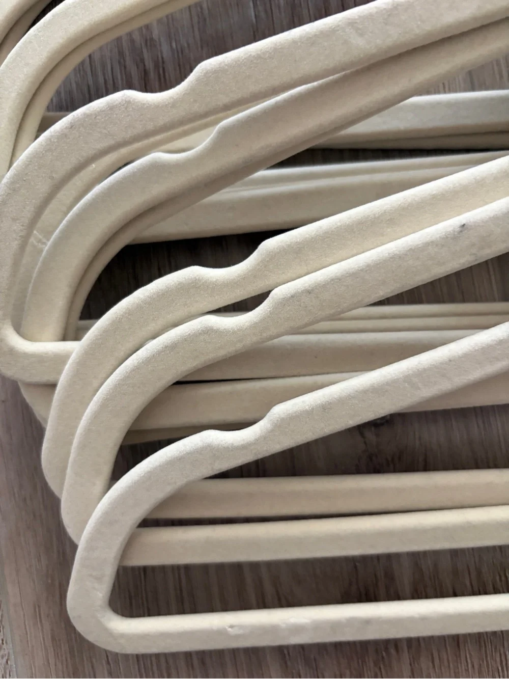 Beige Velvet Non-Slip Closet Hangers 12 Pack